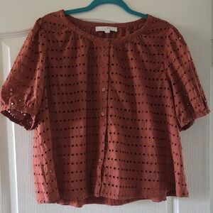 LOFT Women's Terracotta Eyelet Blouse
